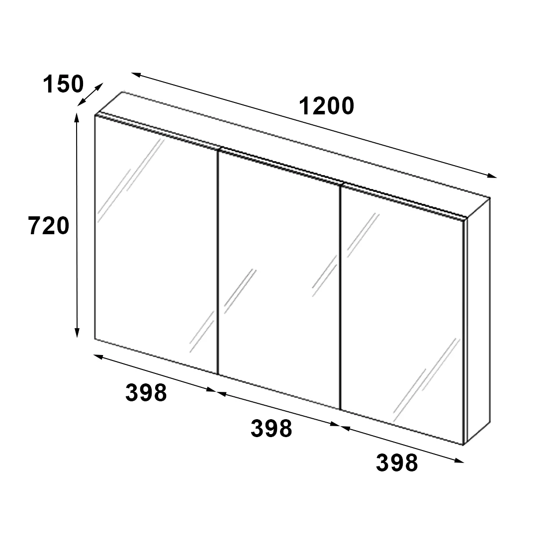 1200mmx720mm Bathroom Vanity Mirror Cabinet Shaving Storage 8mm Glass Shelf Pemc - Image 2