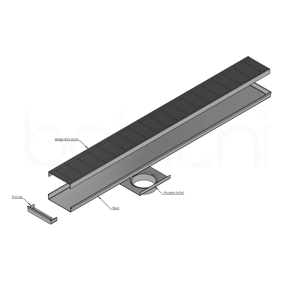 150-600mm Linear Heelguard Adjustable Floor Waste Gun Metal - Image 2