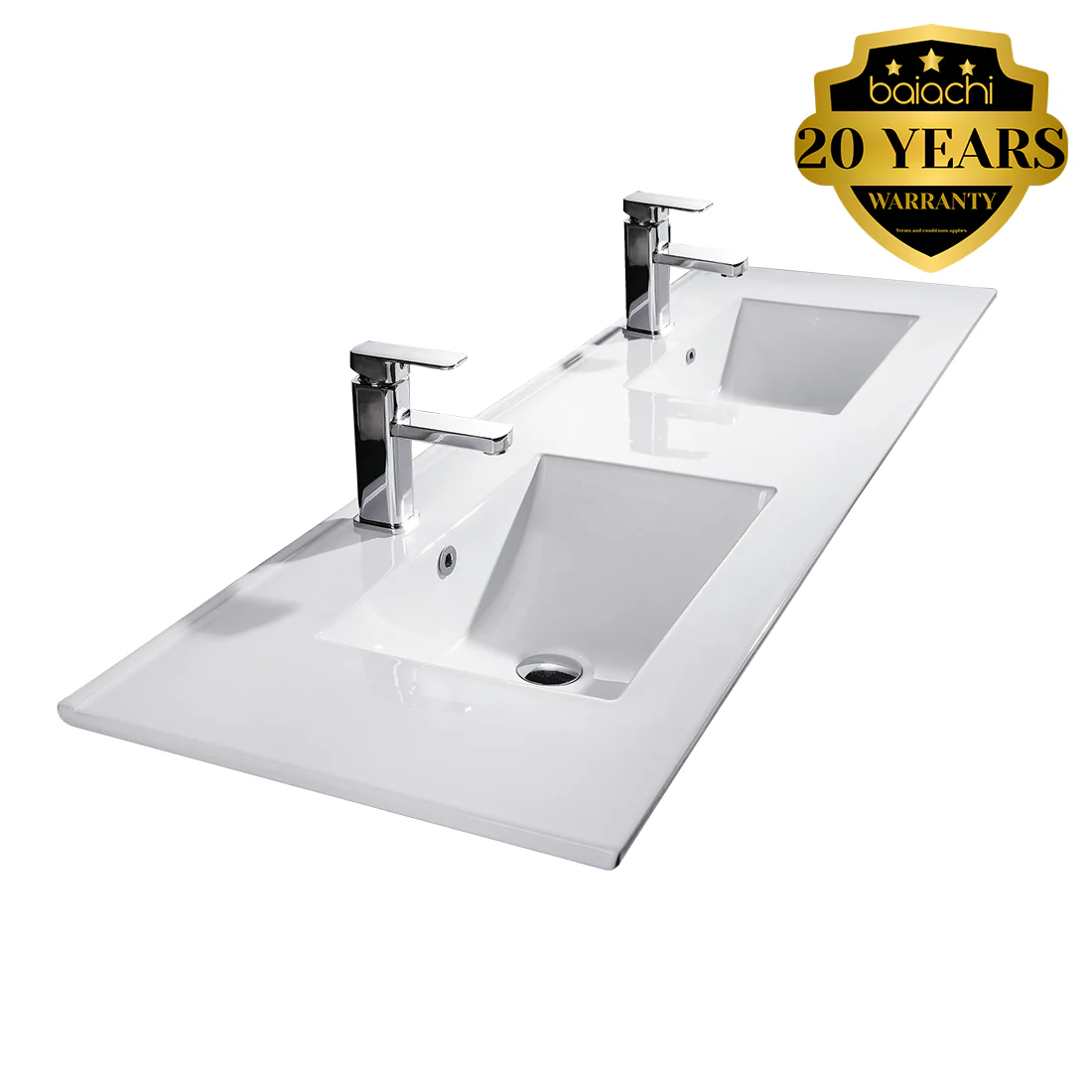 1500mm Bathroom Vanity White Poly Marble Thin Edge Double Basin Top BA-150ED