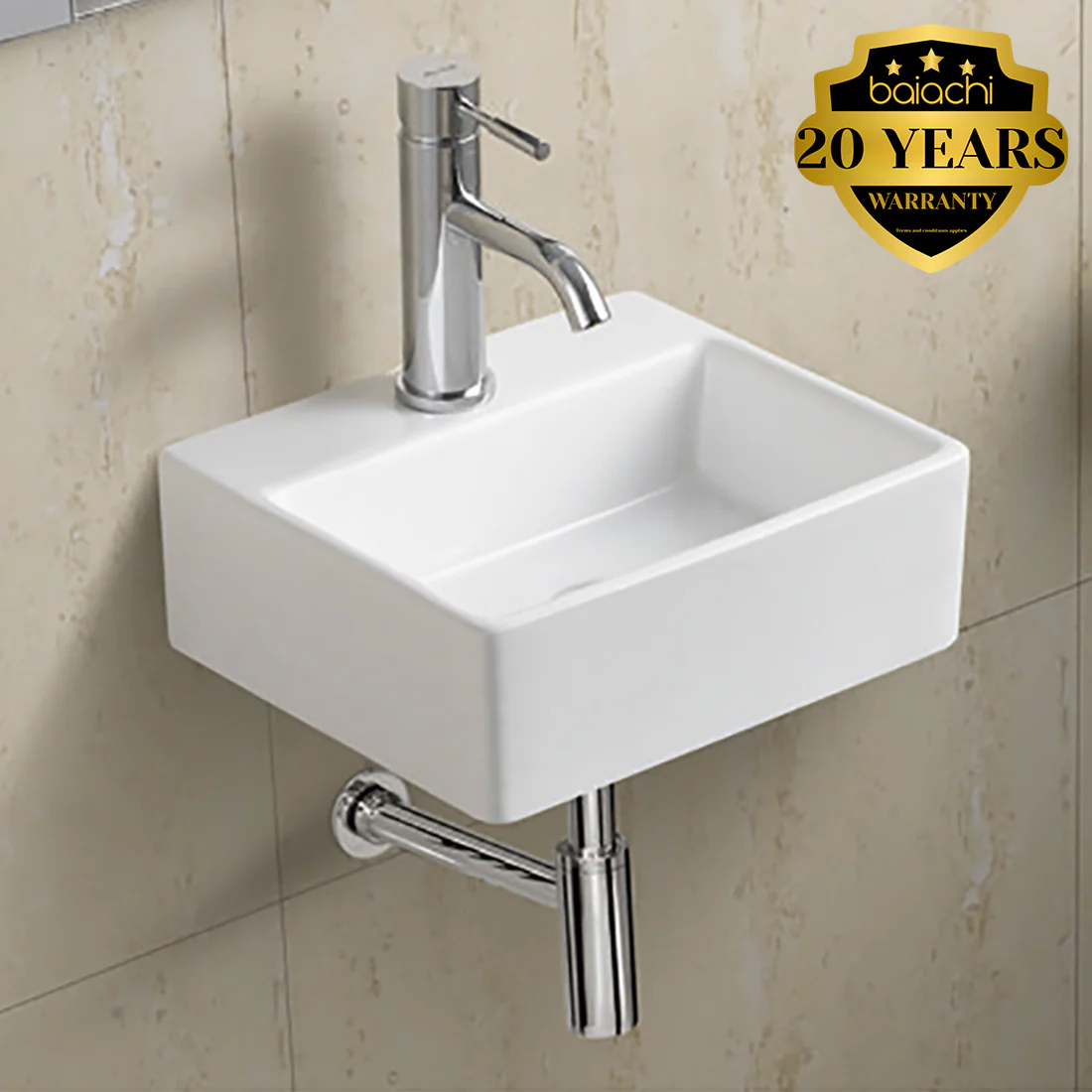 340X295X120mm Bathroom Wall Hung Mount Ceramic Wash Basin Vanity Sink BA006