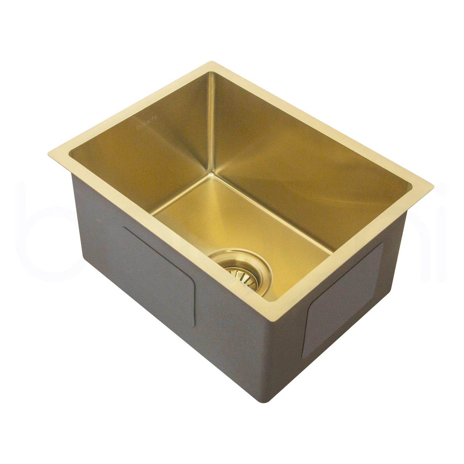 340X440mm Handmade Laundry Kitchen Sink Top/Under Mount Brushed Gold - Image 3