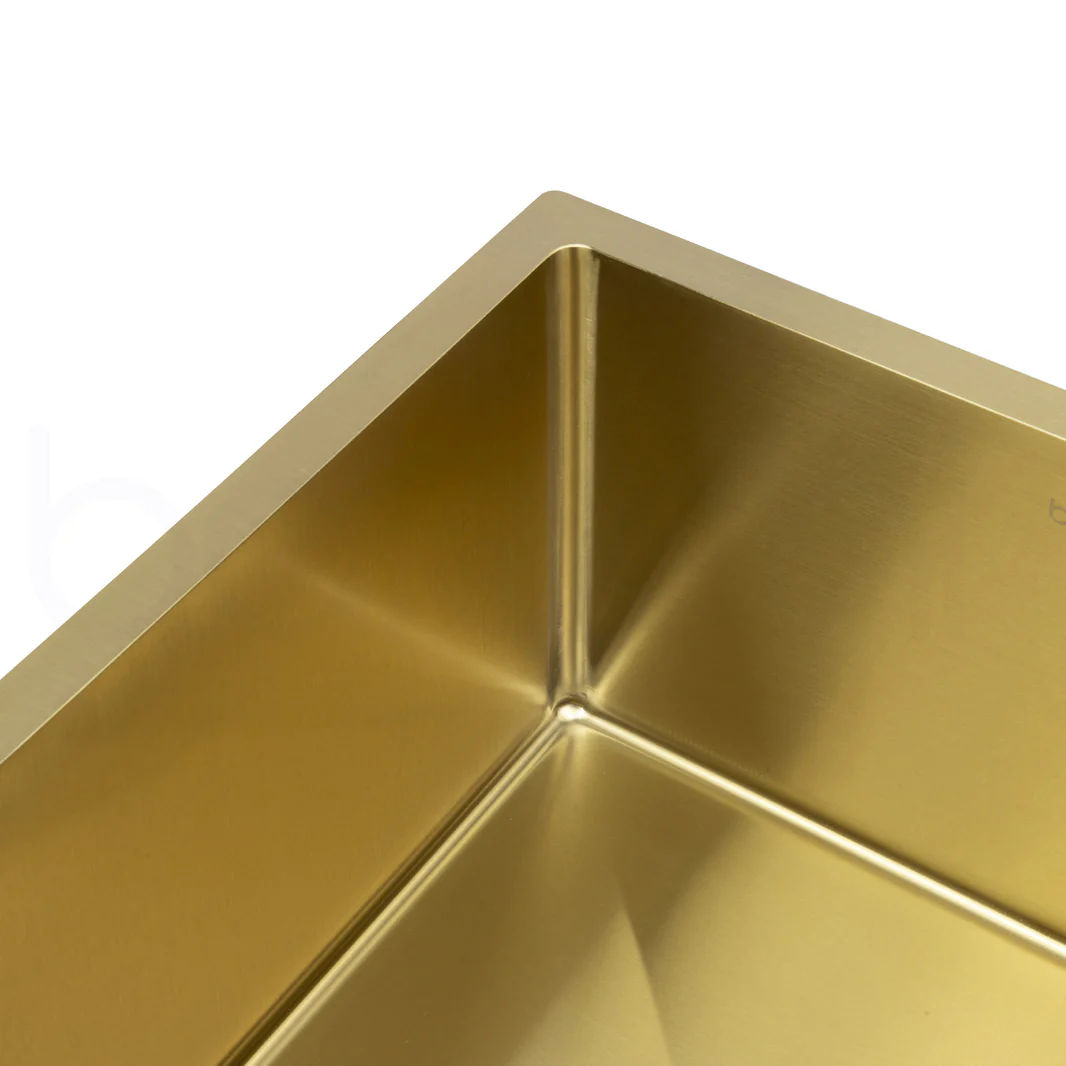 340X440mm Handmade Laundry Kitchen Sink Top/Under Mount Brushed Gold - Image 4