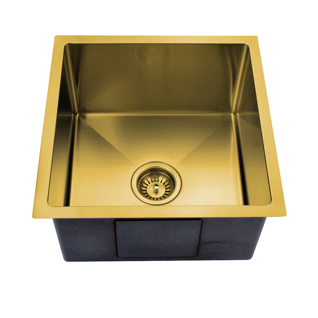 440X440mm Handmade Laundry Kitchen Sink Top/Under Mount Brushed Gold - Image 3