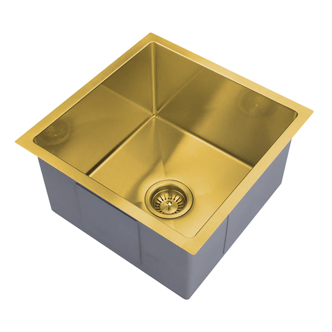 440X440mm Handmade Laundry Kitchen Sink Top/Under Mount Brushed Gold - Image 7