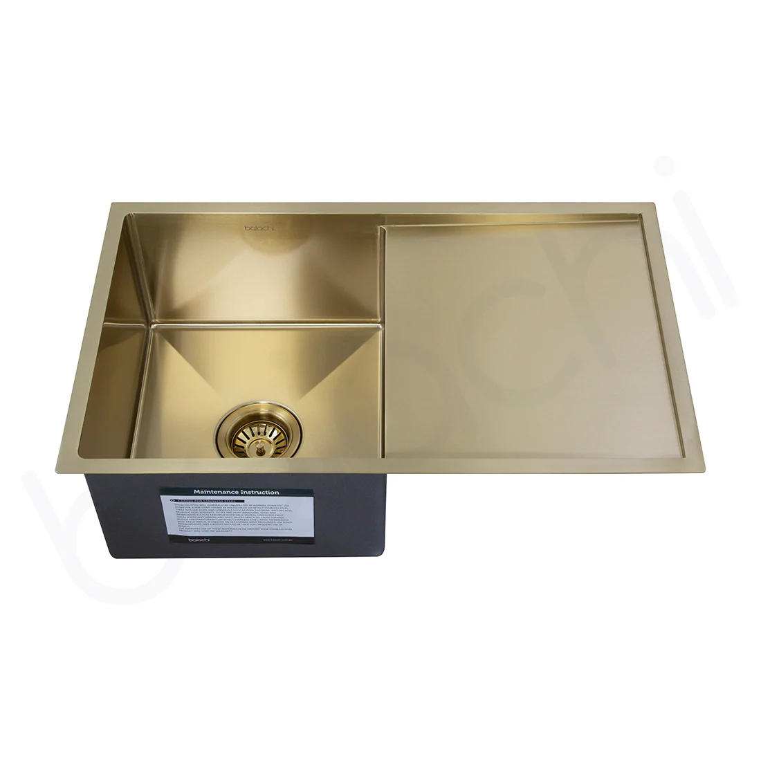 740X440mm Handmade Laundry Kitchen Sink Top/Under Mount Brushed Gold - Image 2