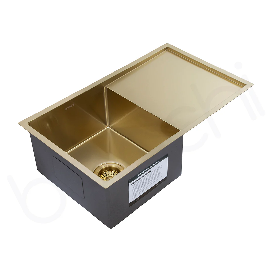 740X440mm Handmade Laundry Kitchen Sink Top/Under Mount Brushed Gold - Image 3