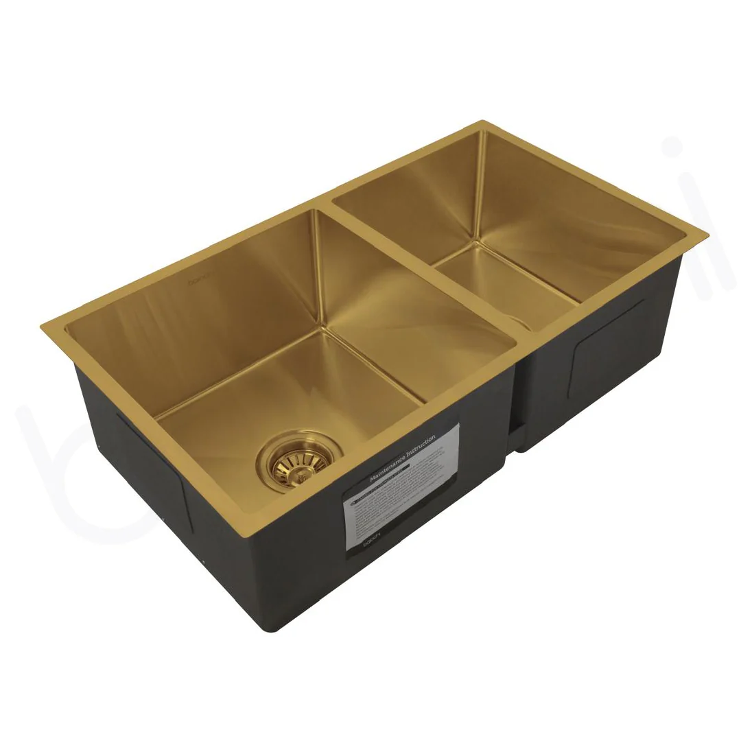 780X440mm Handmade Laundry Kitchen Sink Top/Under Mount Brushed Gold - Image 3