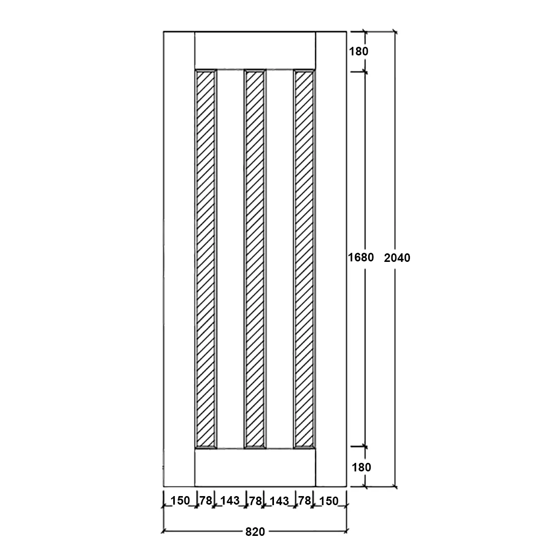 820X2040X40mm Entrance Solid Timber Veneer External Front Entry Door Glass 033 - Image 2