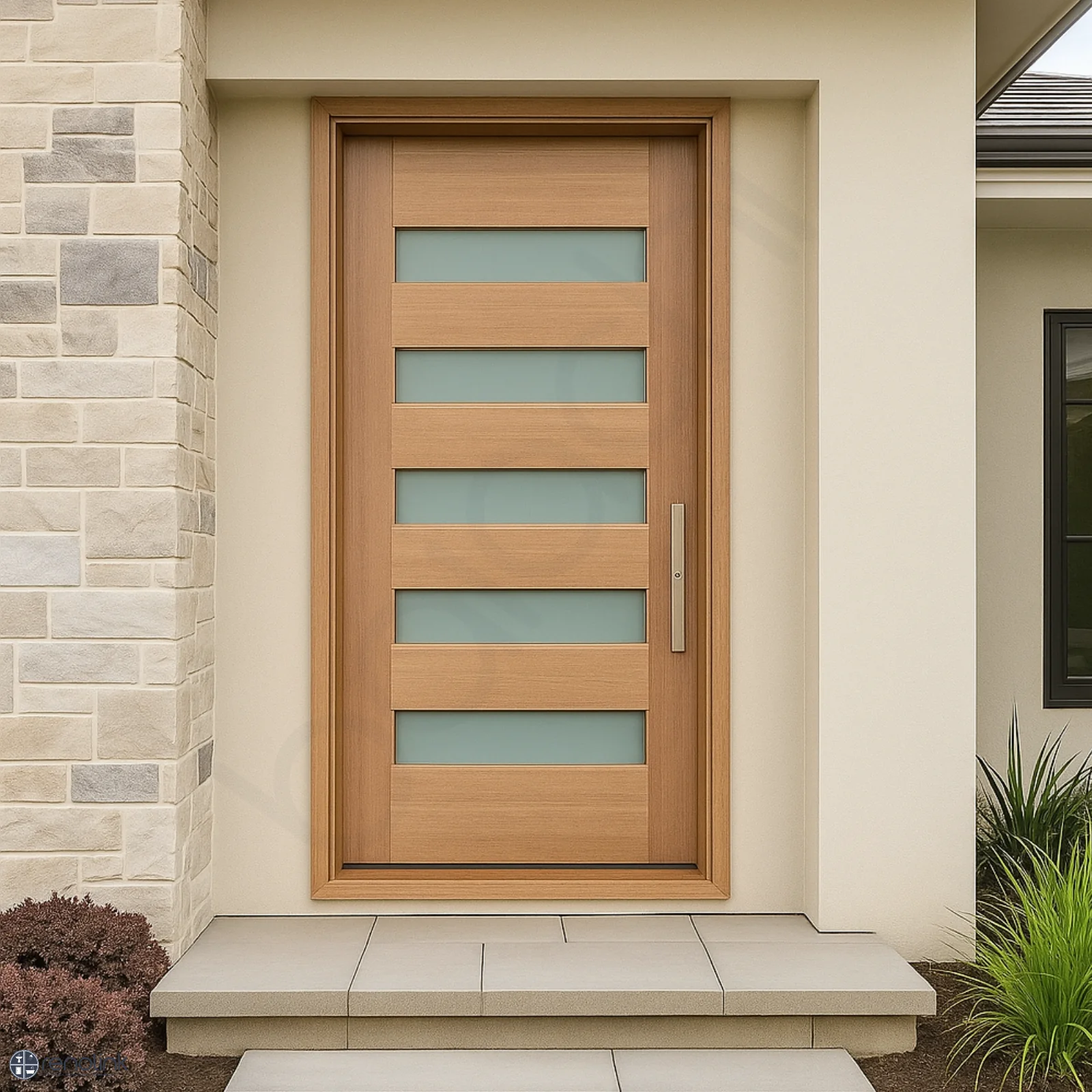 920X2040X40mm Entrance Solid Timber Veneer External Front Entry Door Glass 035 - Image 3