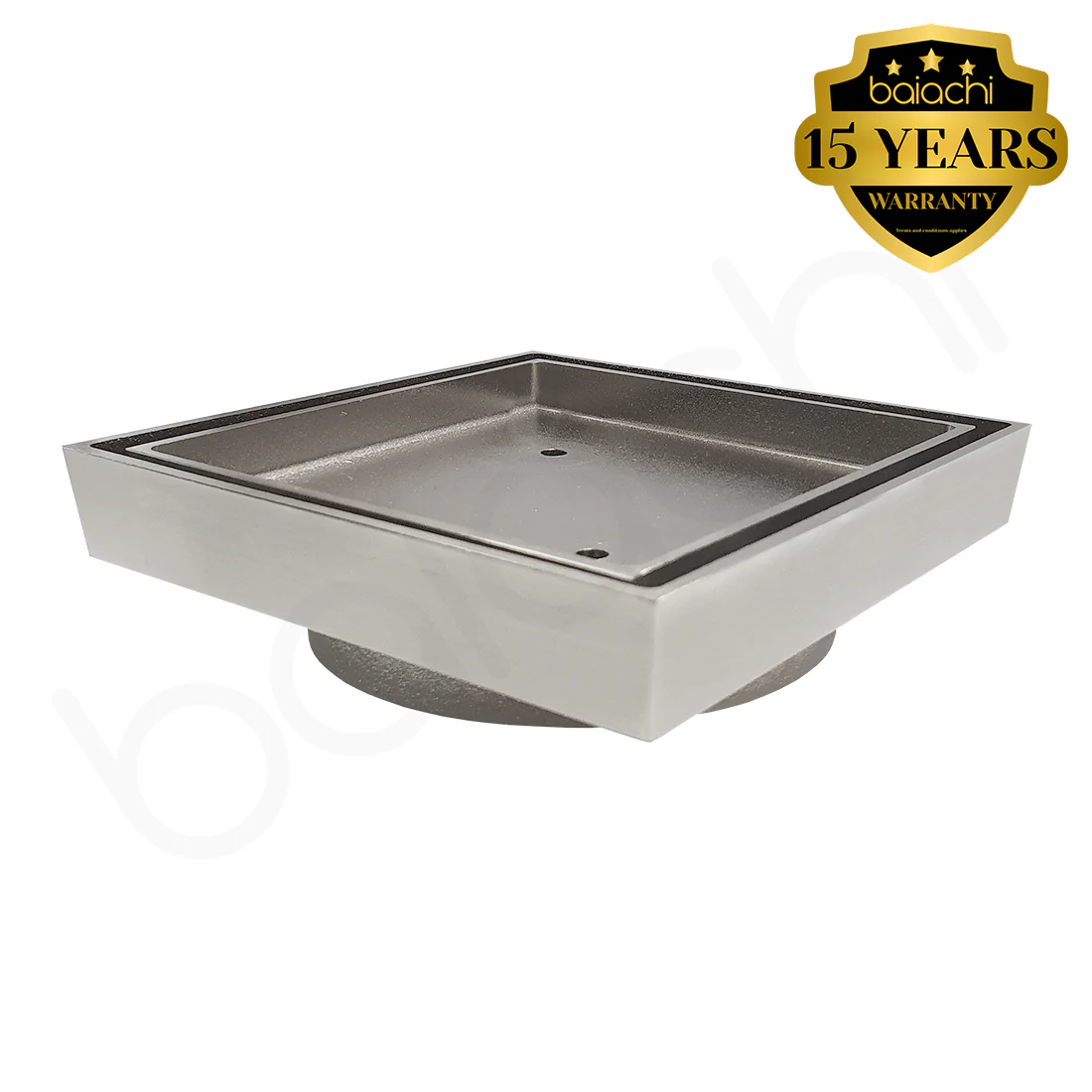 Baiachi 115 x 115mm Square Tile Insert Floor Waste 90mm outlet Brushed Nickel