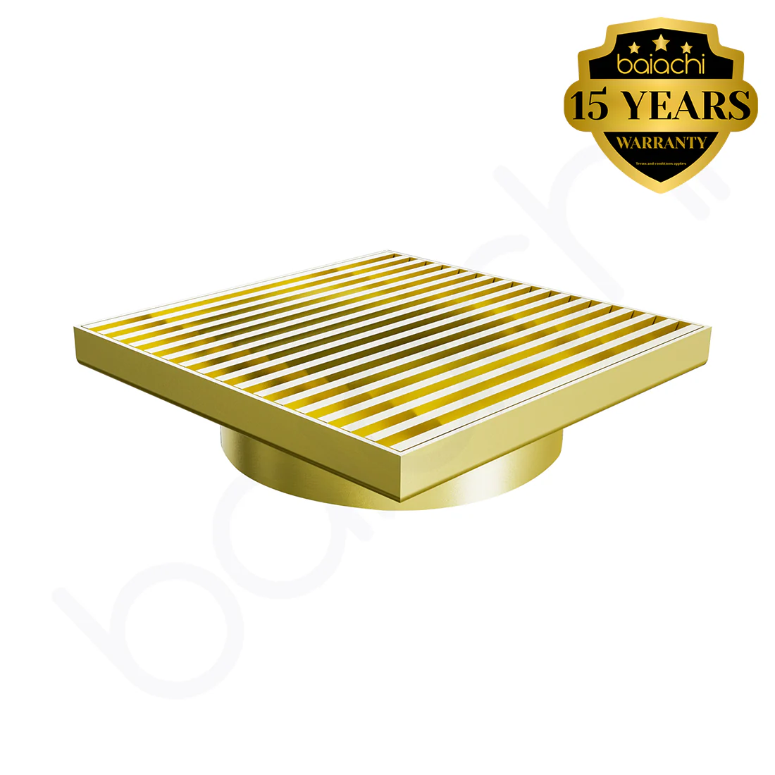 Baiachi 115mm Square Heelguard Floor Waste Brushed Gold