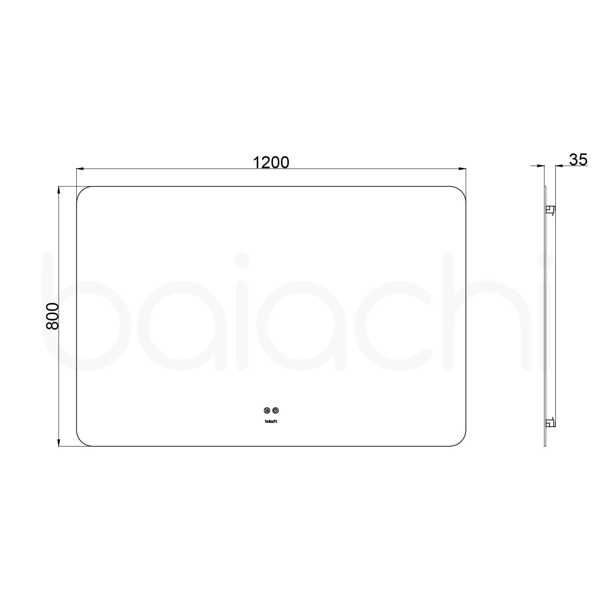 Baiachi LED Square 1200x800mm Backlit Anti-Fog Mirror - Image 5