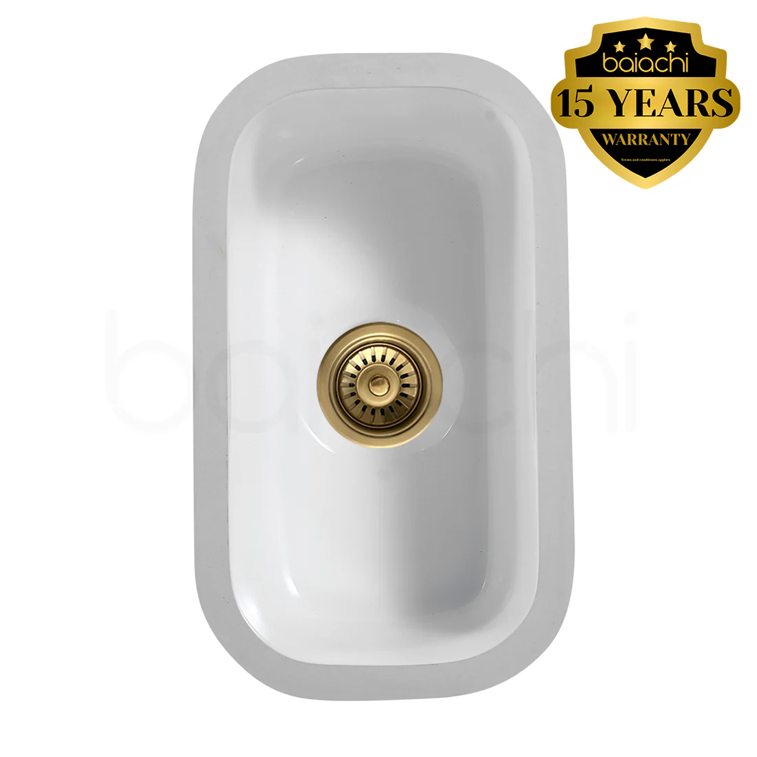 Baiachi Ceramic Kitchen and Laundry Undermount Sink Brushed Gold Waste