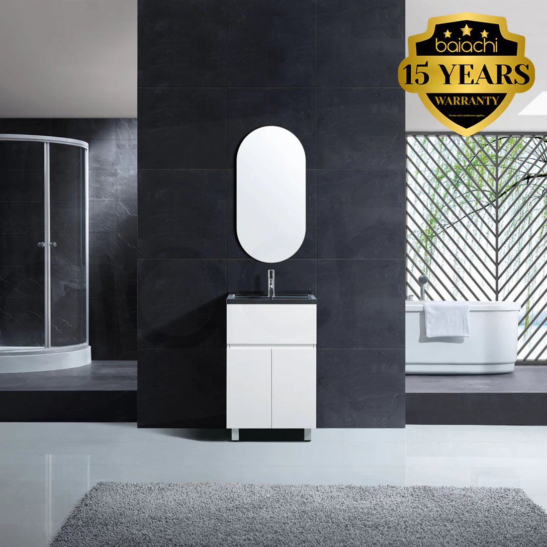 Baiachi 27L PVC Water Proof Laundry Cabinet Stainless Steel Handmade Sink 550*350*870mm