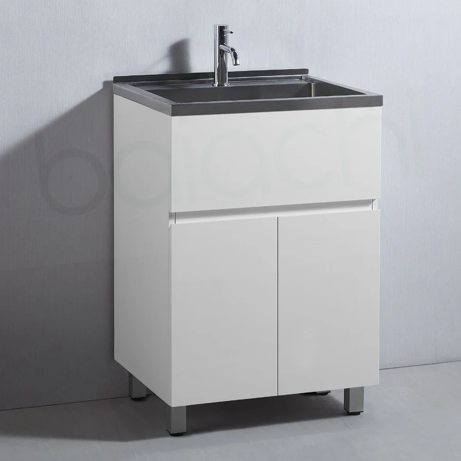 Baiachi 27L PVC Water Proof Laundry Cabinet Stainless Steel Handmade Sink 550*350*870mm - Image 2