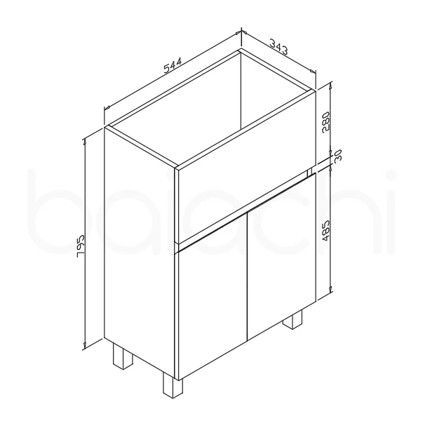 Baiachi 27L PVC Water Proof Laundry Cabinet Stainless Steel Handmade Sink 550*350*870mm - Image 5