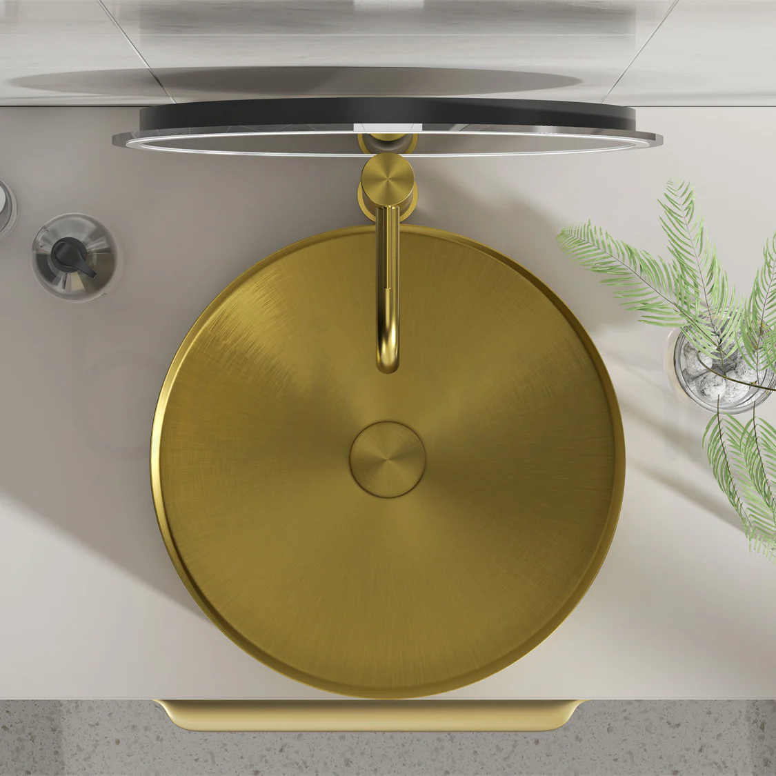 Baiachi 380mm Stainless Steel Brushed Gold Above Counter Top Basin - Image 3