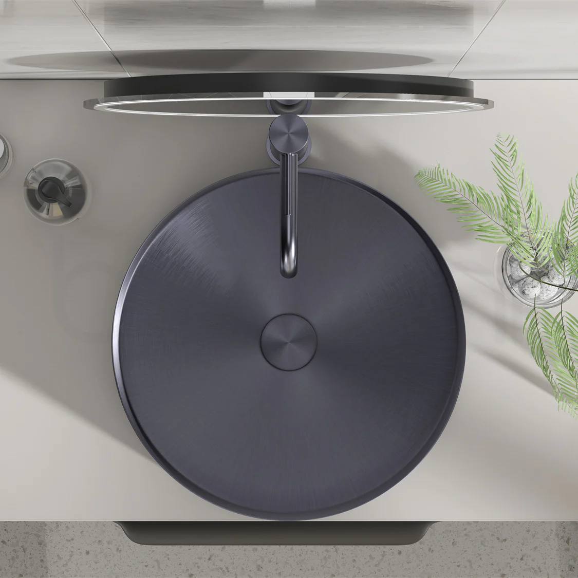 Baiachi 380mm Stainless Steel Gun Metal Above Counter Top Basin - Image 3