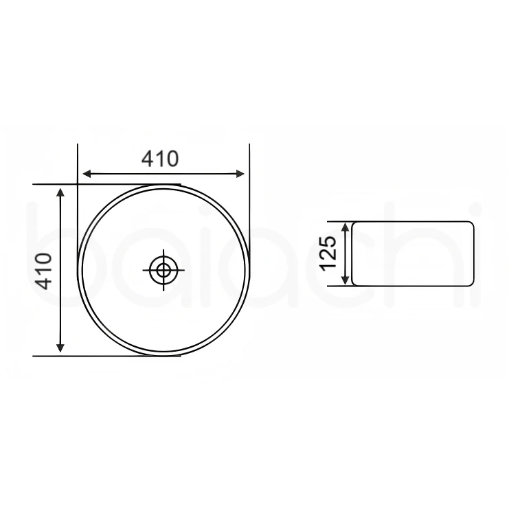 Baiachi 410mm Ceramic Above Counter Basin White - Image 2