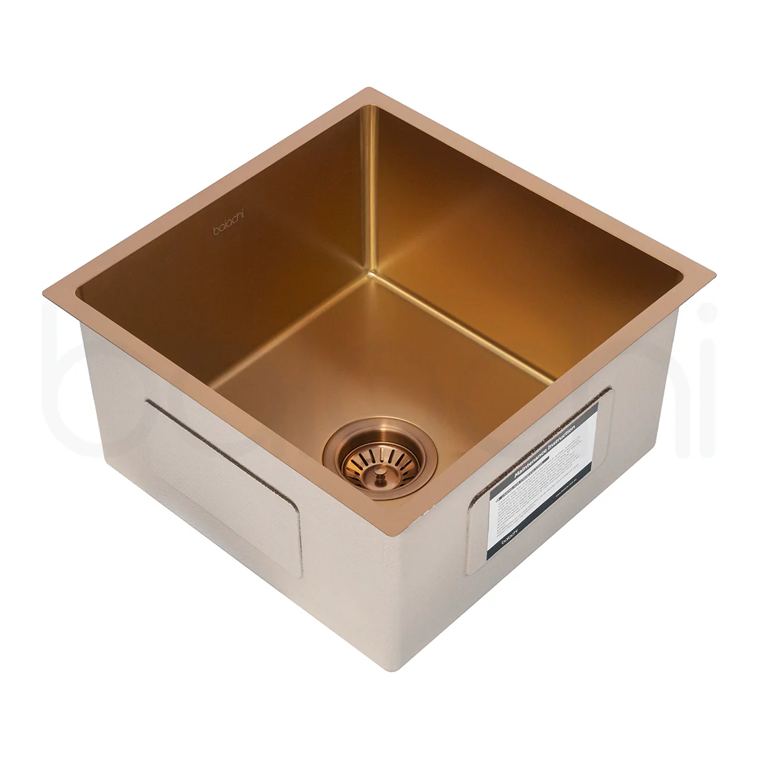 Baiachi 440X440mm Handmade Laundry Kitchen Sink Top/Under Mount Brushed Copper - Image 3