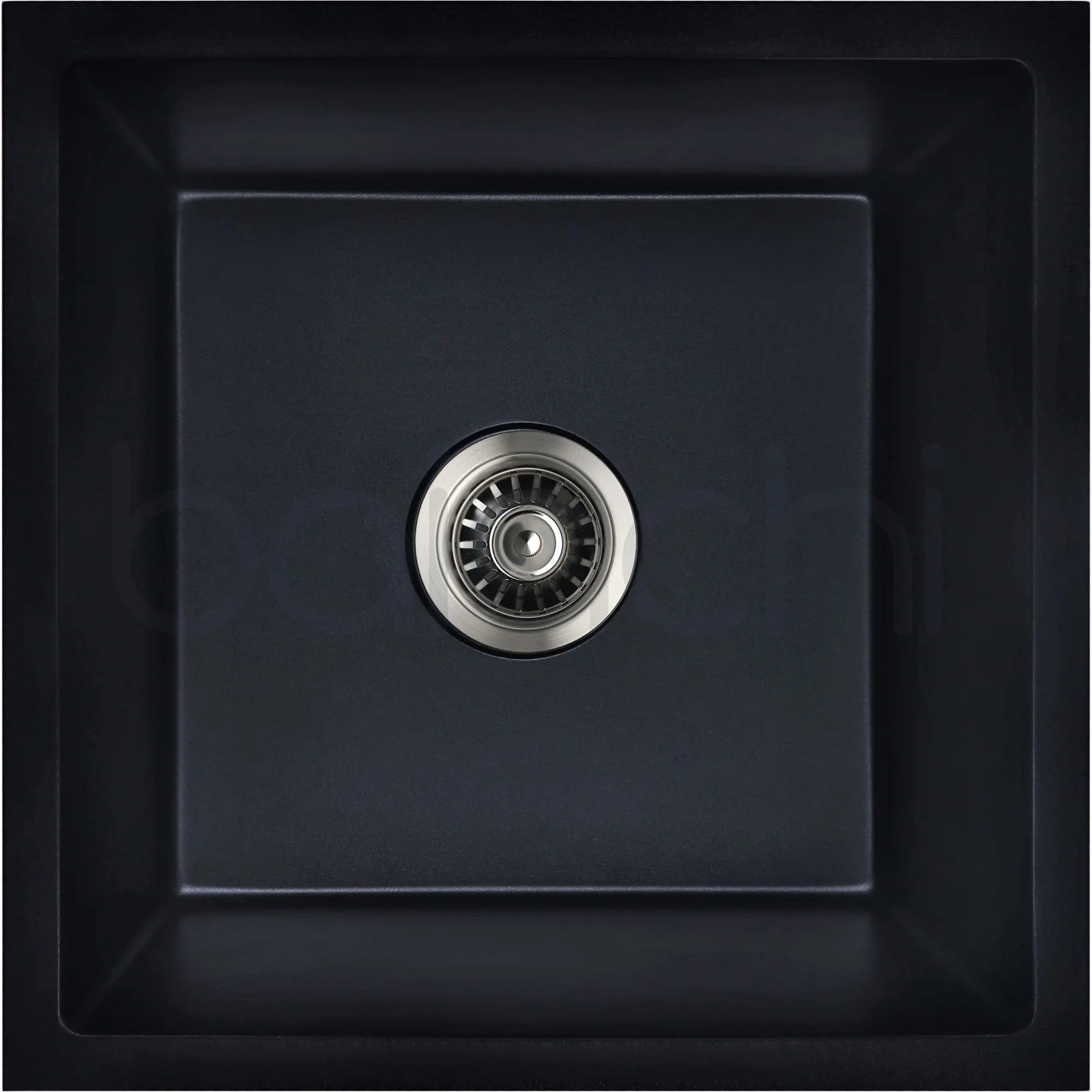 Baiachi 450 x 450 Single Bowl Granite Kitchen Sink Black with Gun metal Waste - Image 5