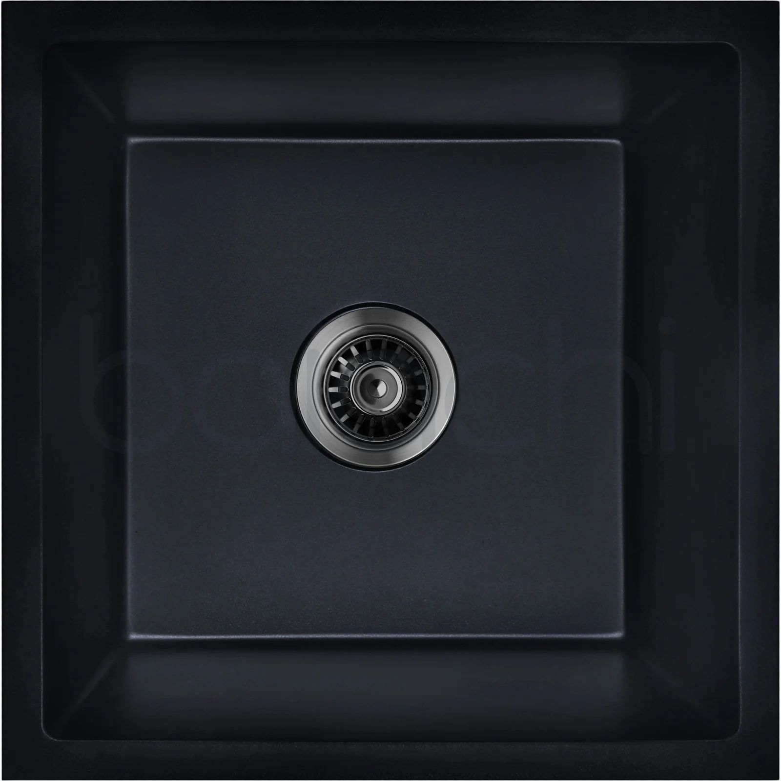 Baiachi 450 x 450 Single Bowl Granite Kitchen Sink Black with Gun metal Waste - Image 8