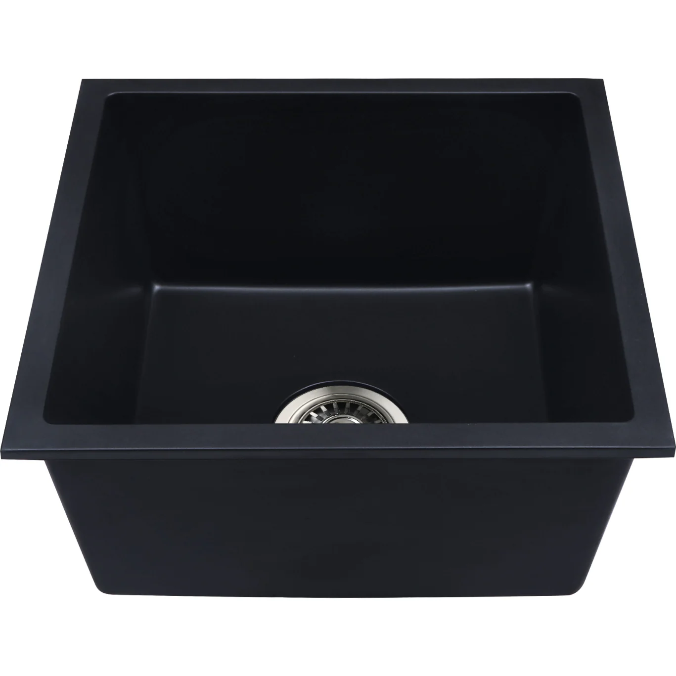 Baiachi 450 x 450 Single Bowl Granite Kitchen Sink Black With Stainless Steel Waste - Image 2