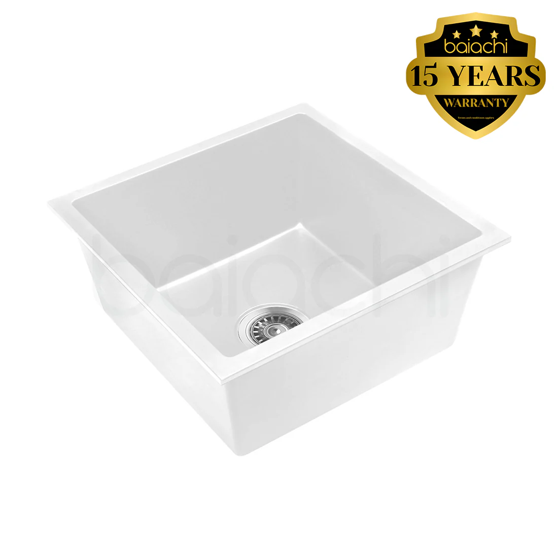 Baiachi 450 x 450 Single Bowl Granite Kitchen Sink White - Image 3
