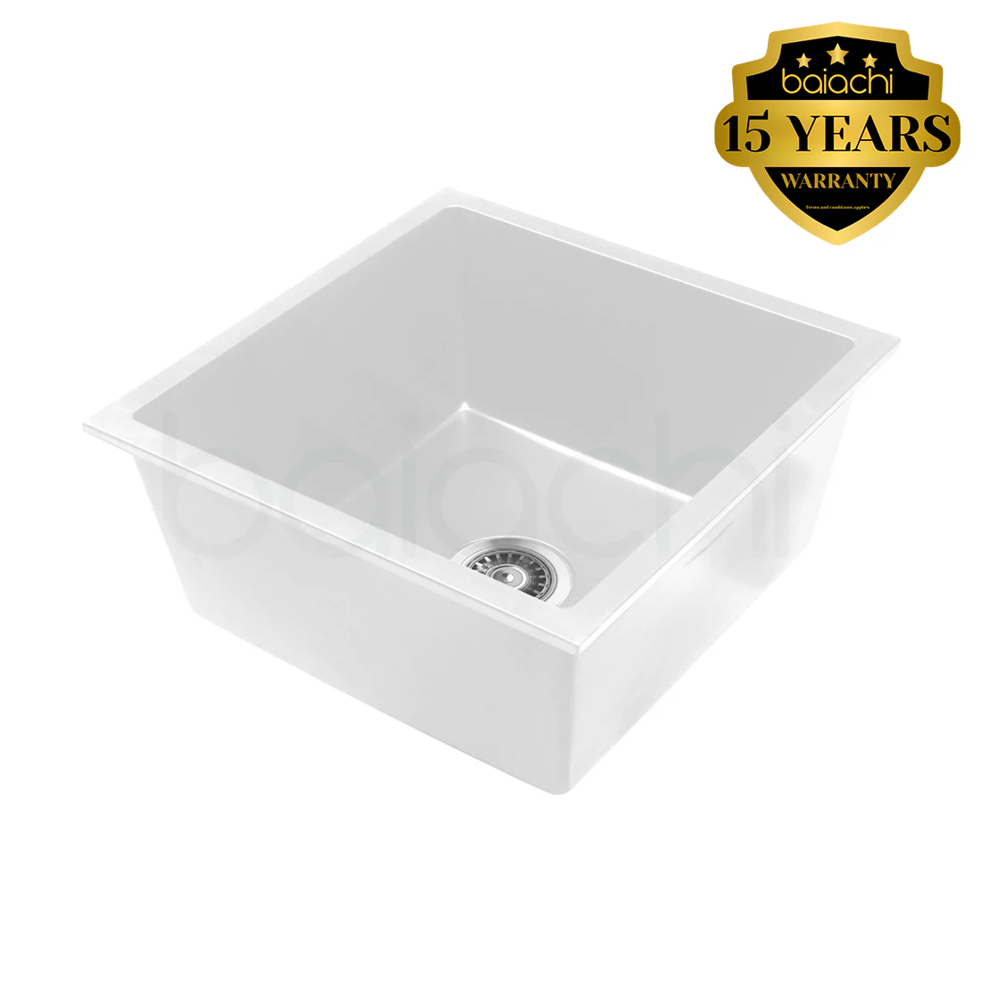 Baiachi 450 x 450 Single Bowl Granite Kitchen Sink White - Image 4