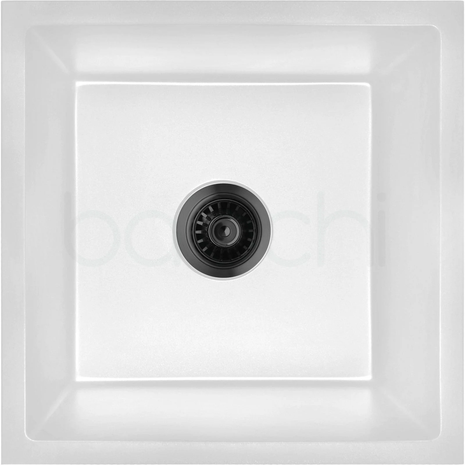 Baiachi 450 x 450 Single Bowl Granite Kitchen Sink White with Black Waste - Image 10