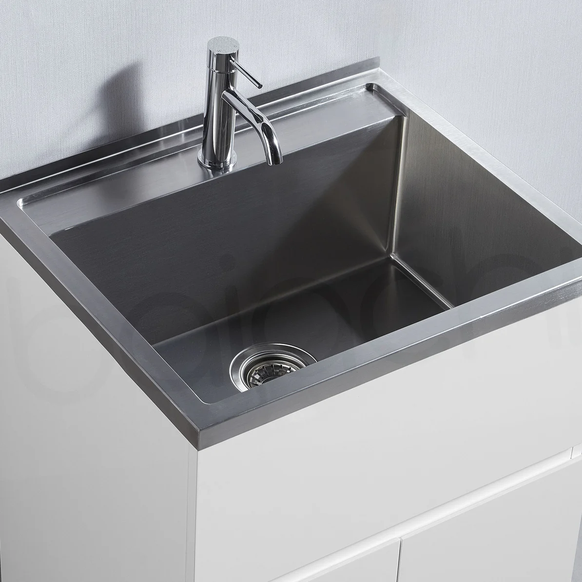 Baiachi 50L PVC Water Proof Laundry Cabinet Stainless Steel Handmade Sink 600*500*870mm - Image 3