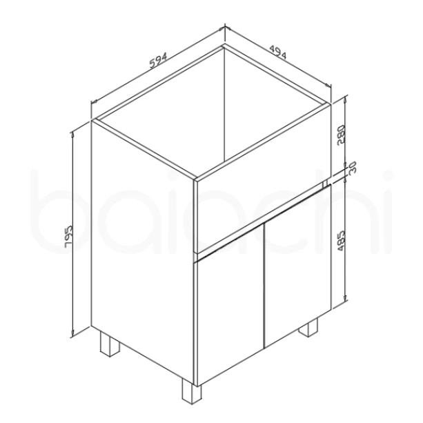 Baiachi 50L PVC Water Proof Laundry Cabinet Stainless Steel Handmade Sink 600*500*870mm - Image 5