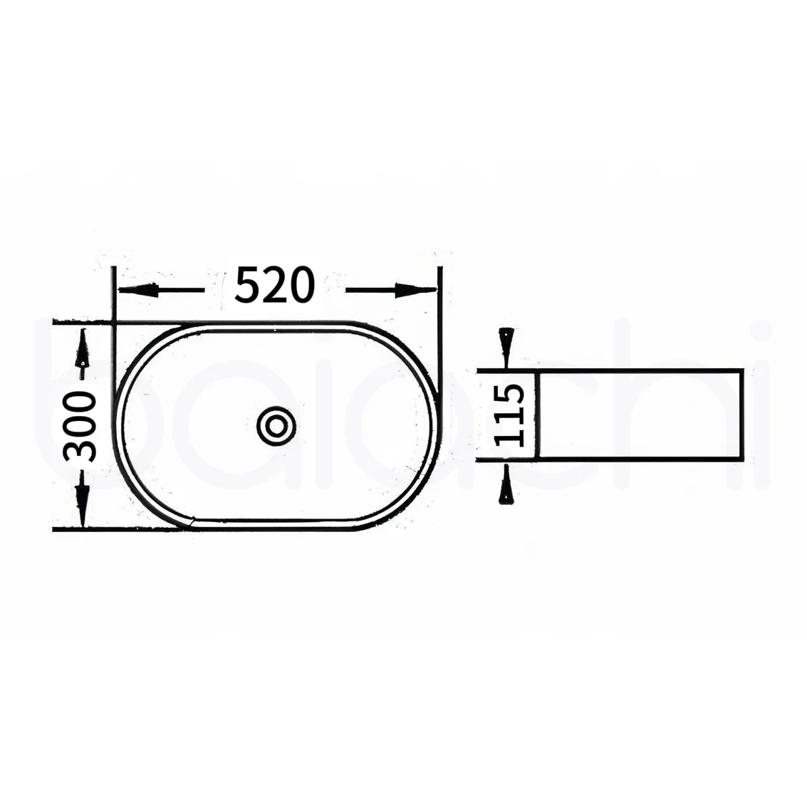 Baiachi 520x300mm Ceramic Above Counter Basin White - Image 2