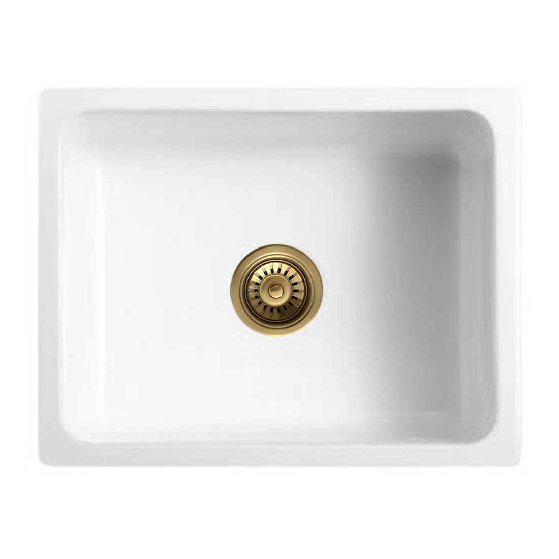 Baiachi 600X470X254mm Butler Farmhouse Kitchen Laundry Ceramic Sink Brushed Gold Waste - Image 6