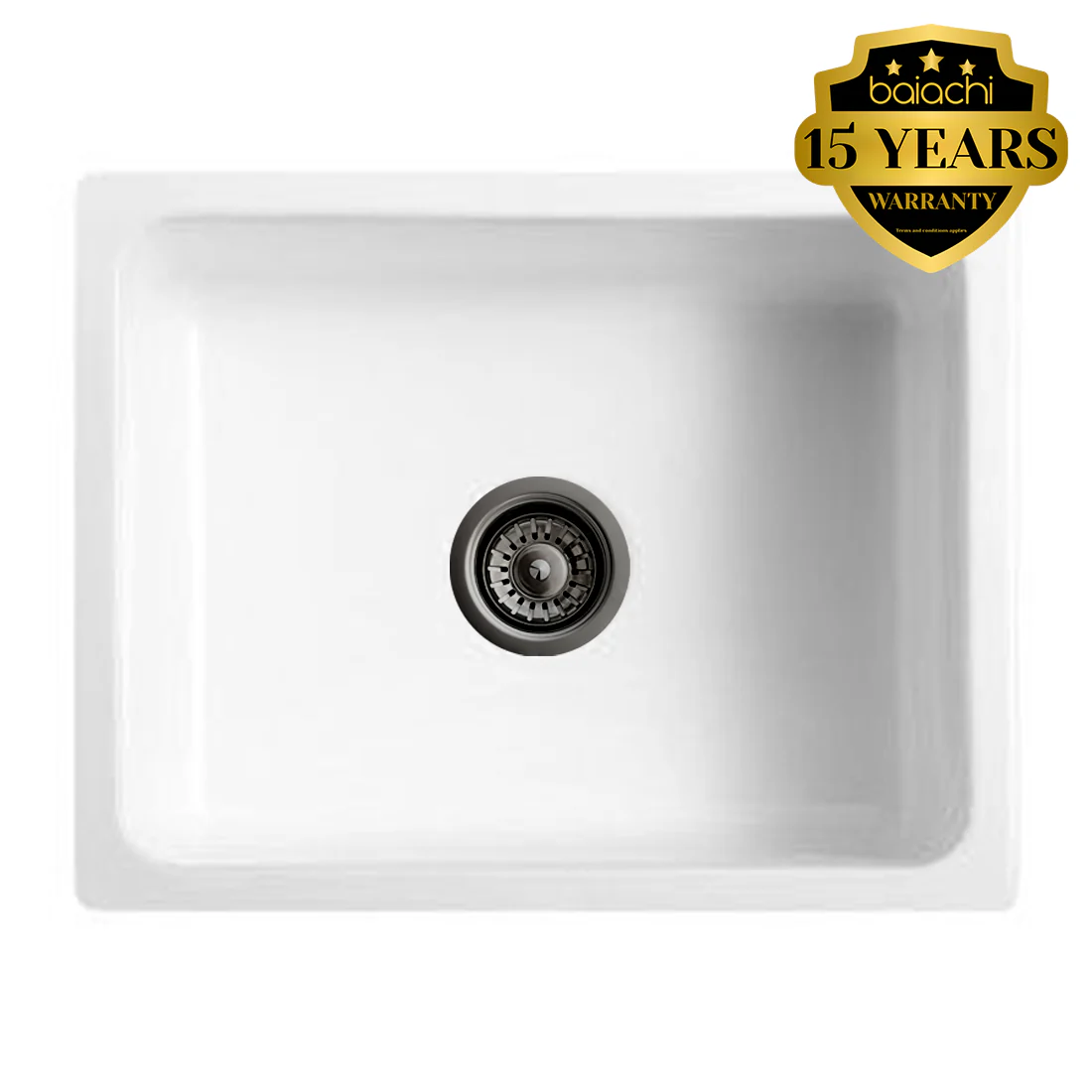 Baiachi 600X470X254mm Butler Farmhouse Kitchen Laundry Ceramic Sink Gun Metal Waste