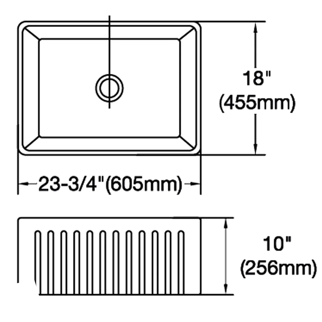 Baiachi 605X455X255mm Butler Farmhouse Fireclay Kitchen Laundry Sink Gun Metal Waste - Image 2