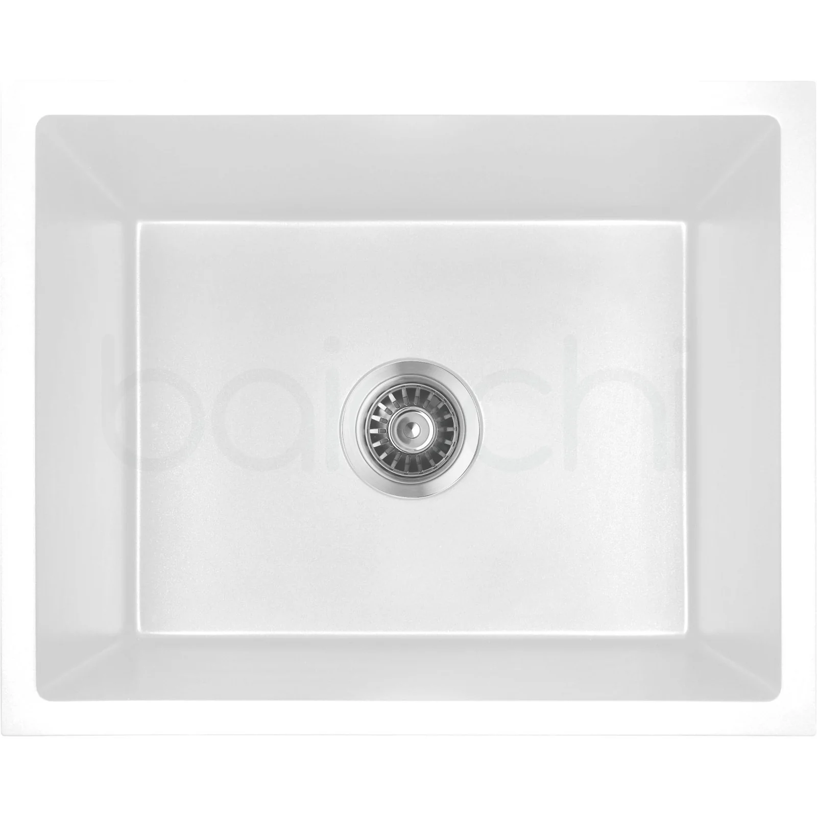 Baiachi 650 x 450 Single Bowl Granite Kitchen Sink White with Black Waste - Image 6