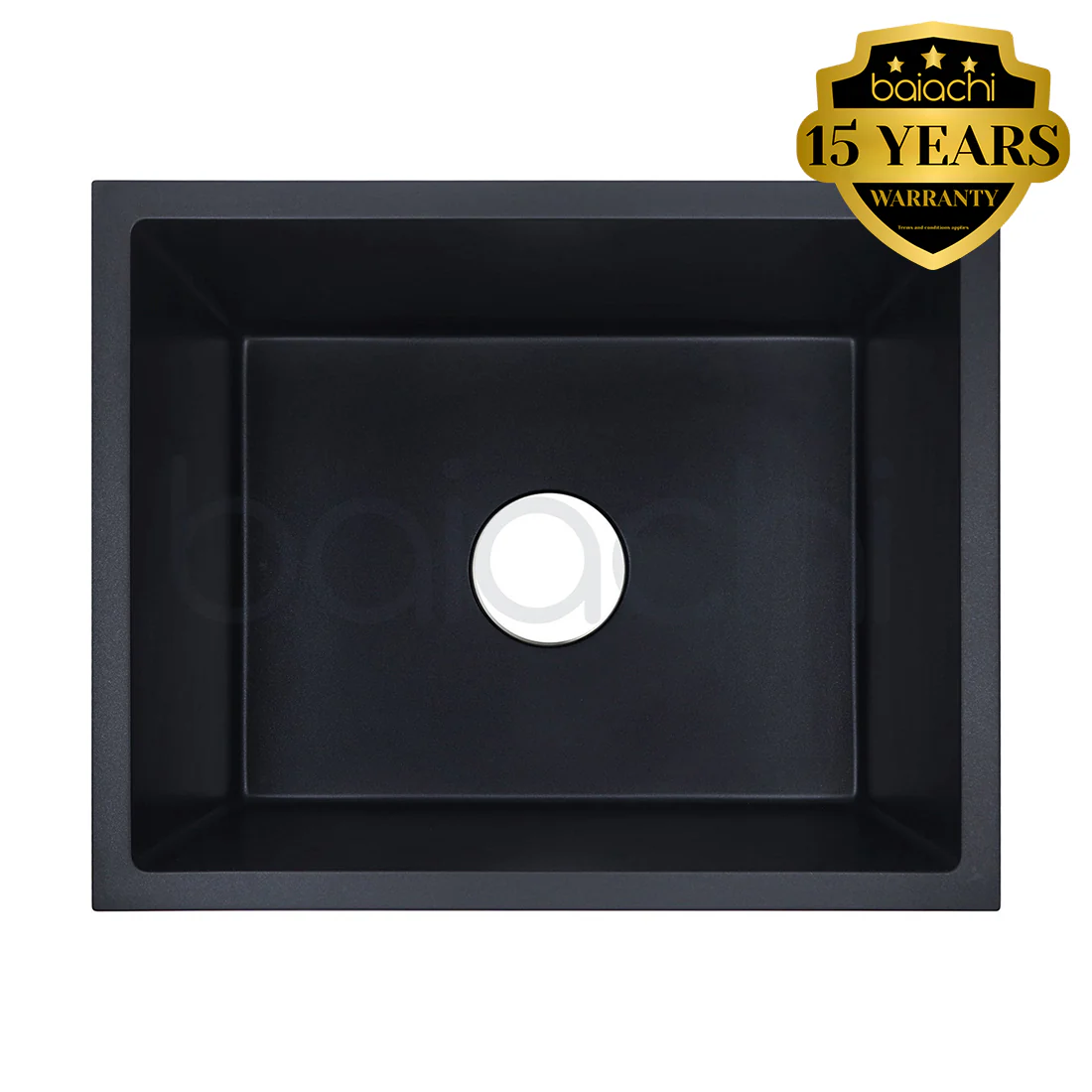 Baiachi 650 x 450 Single Bowl Granite Kitchen Sink Black - Image 10