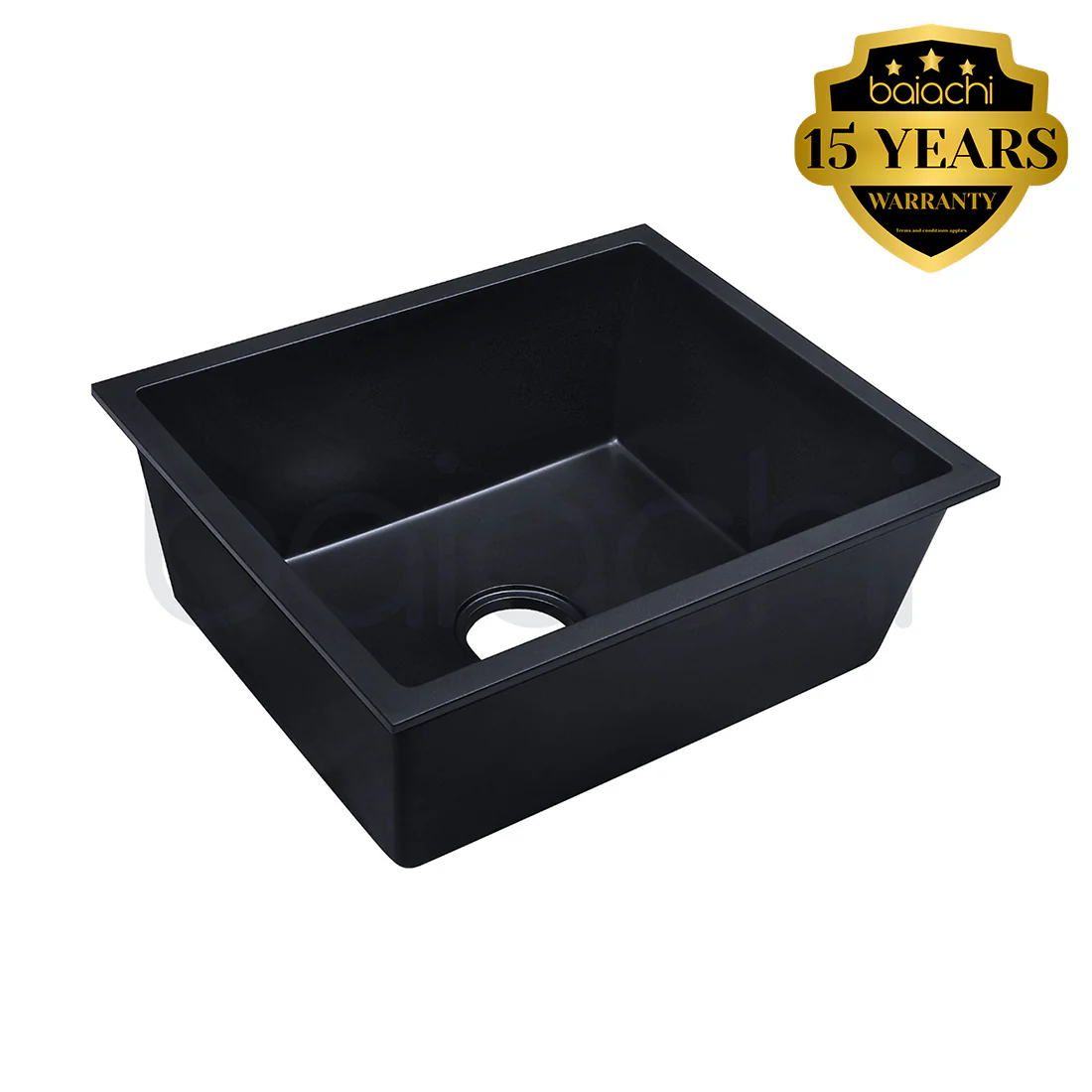 Baiachi 650 x 450 Single Bowl Granite Kitchen Sink Black - Image 3