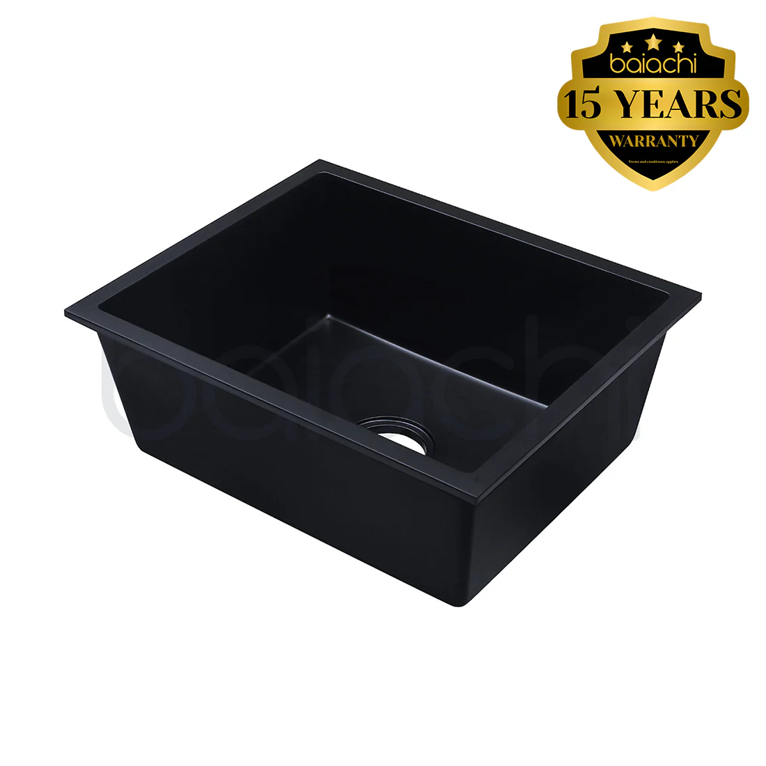 Baiachi 650 x 450 Single Bowl Granite Kitchen Sink Black - Image 4