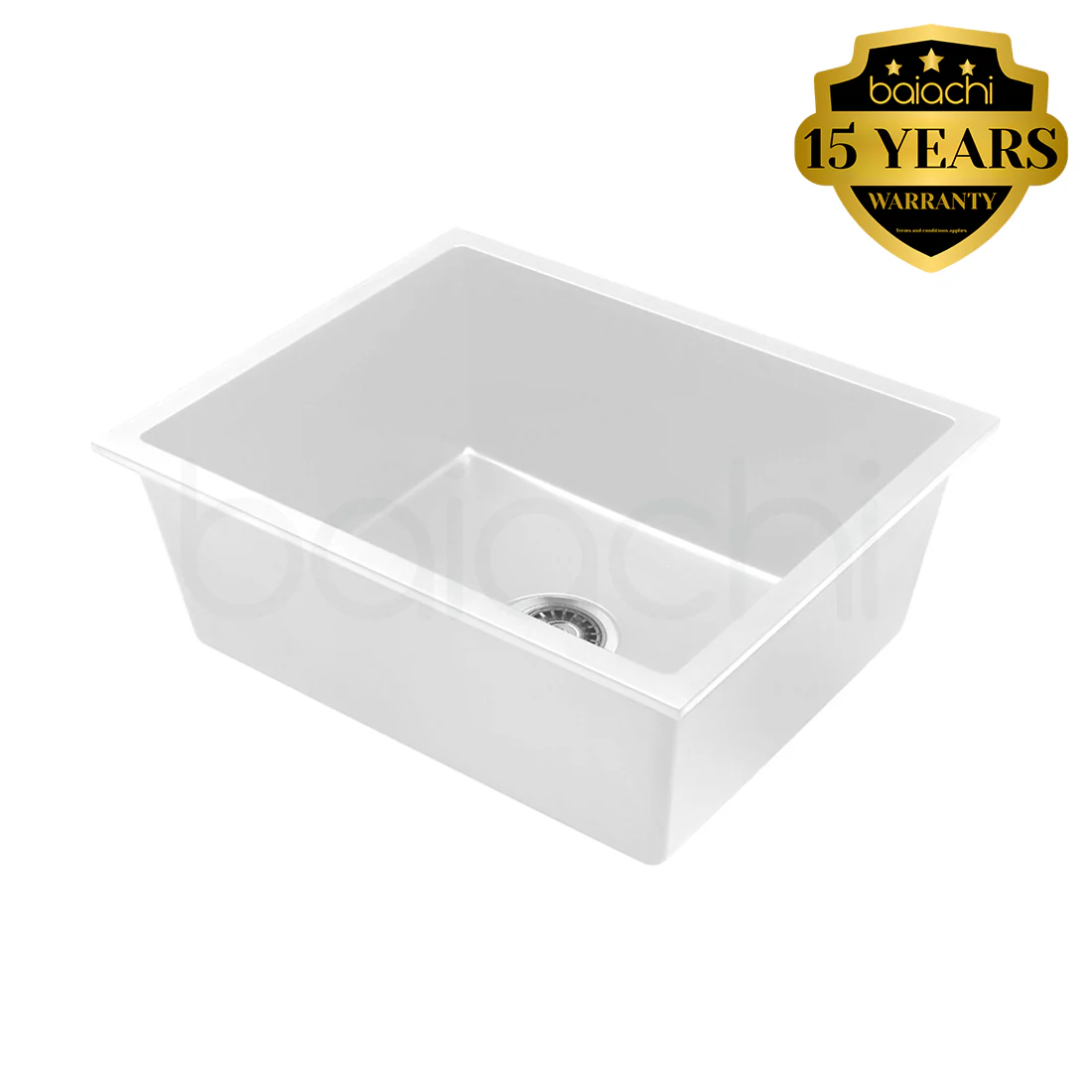 Baiachi 650 x 450 Single Bowl Granite Kitchen Sink White - Image 3