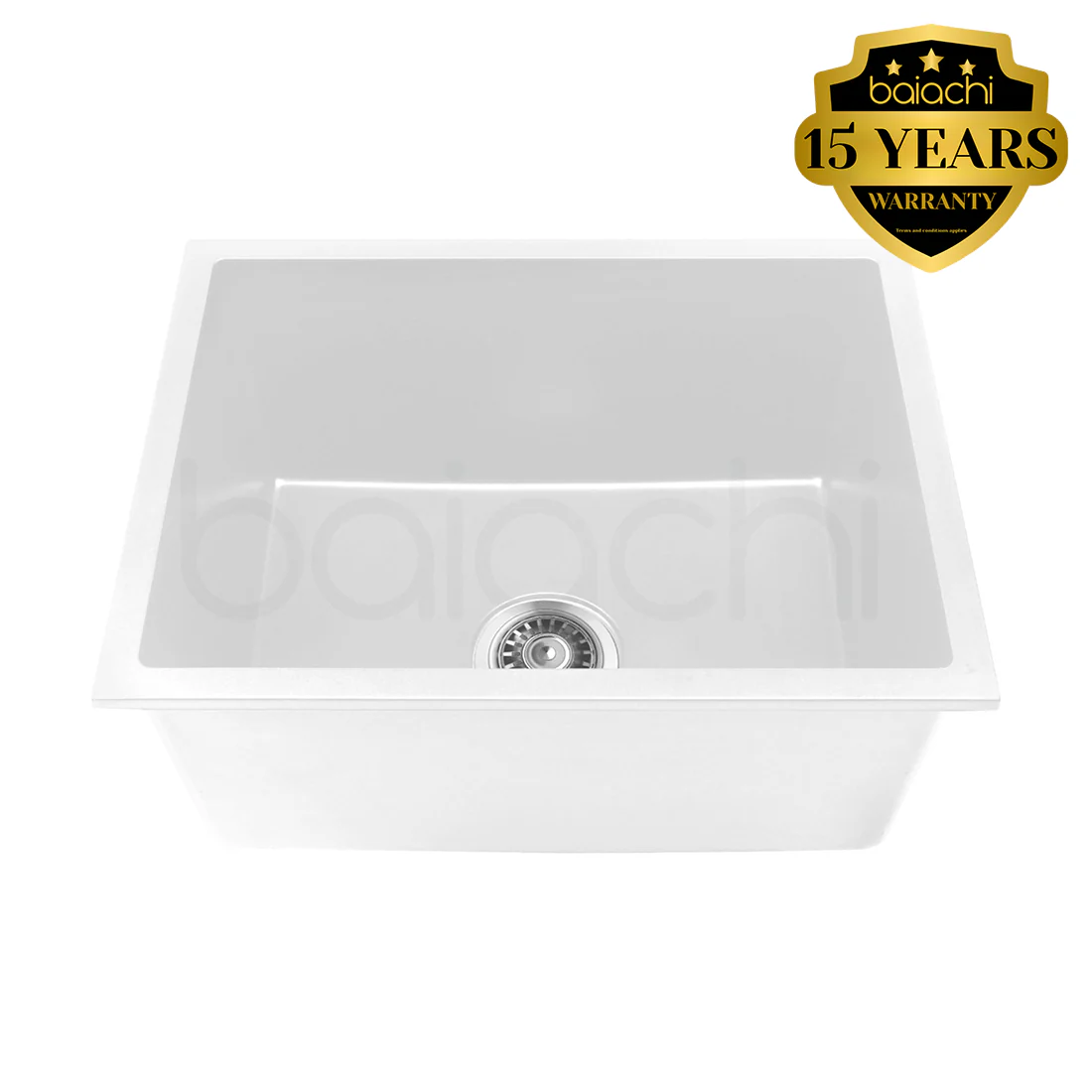 Baiachi 650 x 450 Single Bowl Granite Kitchen Sink White - Image 4