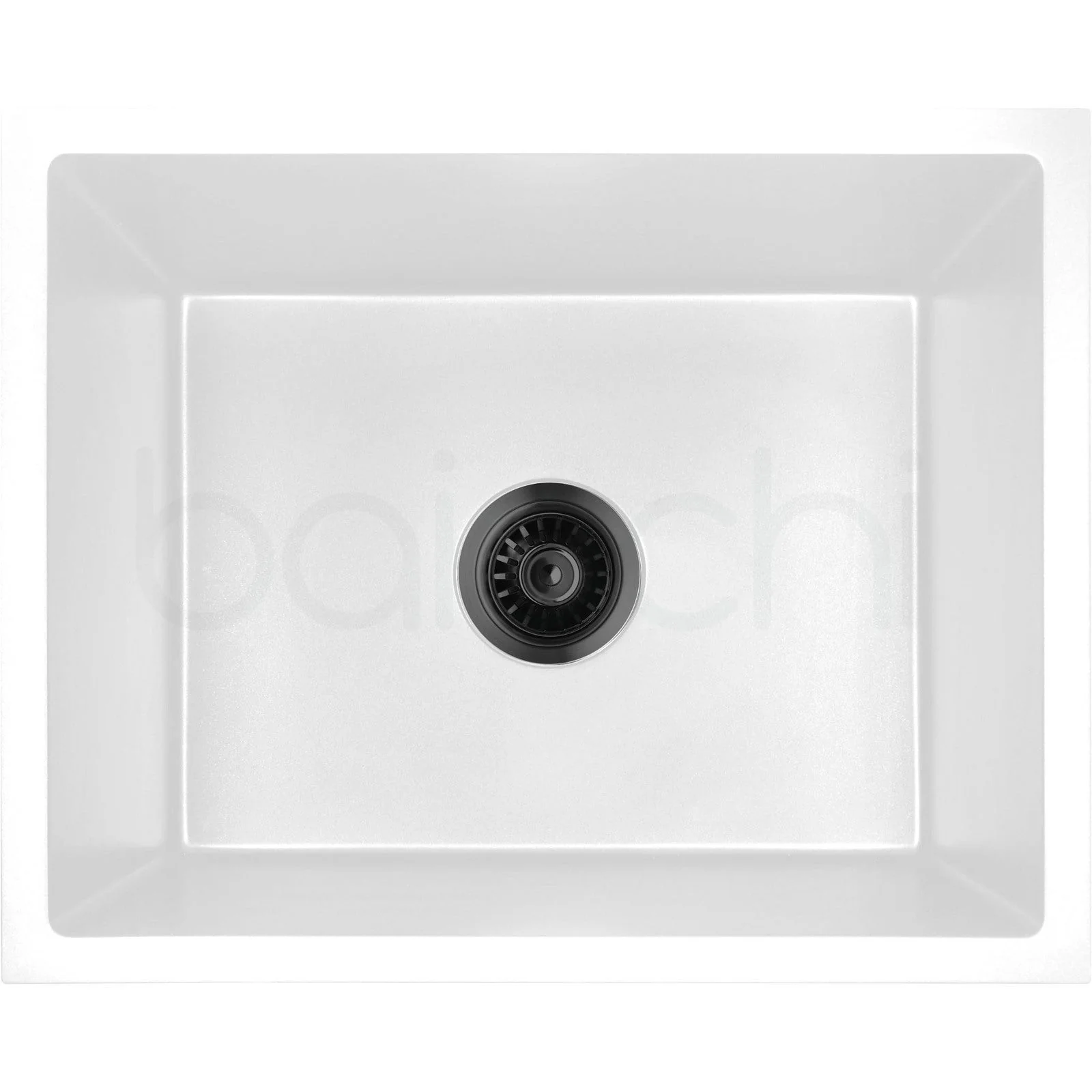Baiachi 650 x 450 Single Bowl Granite Kitchen Sink White with Black Waste - Image 10