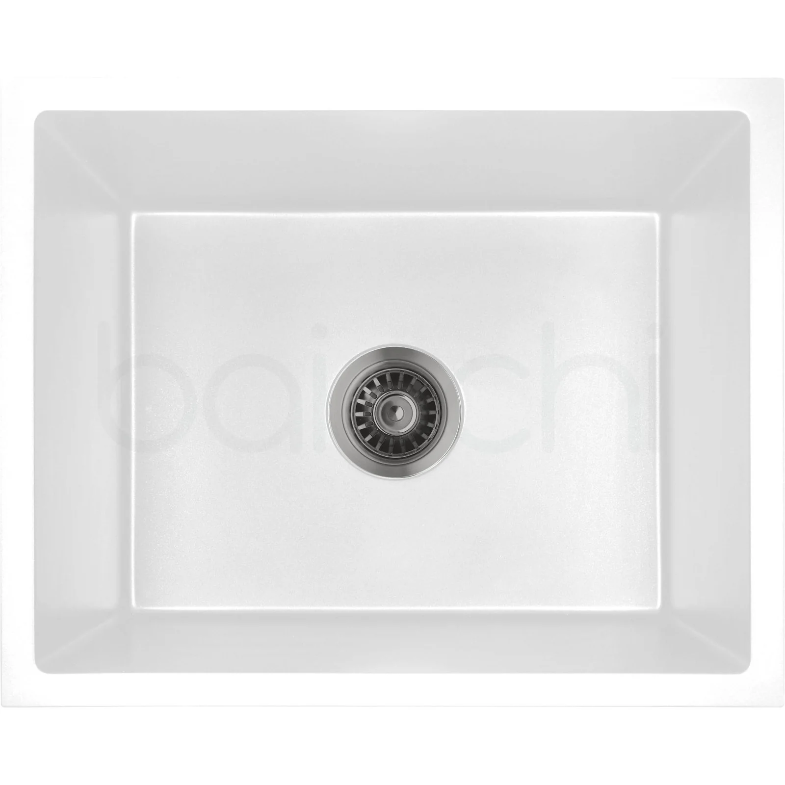Baiachi 650 x 450 Single Bowl Granite Kitchen Sink White with Black Waste - Image 5