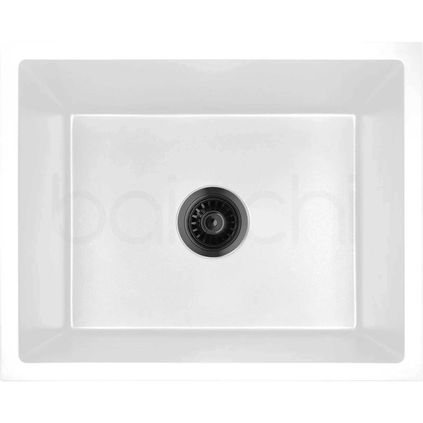 Baiachi 650 x 450 Single Bowl Granite Kitchen Sink White with Black Waste - Image 8