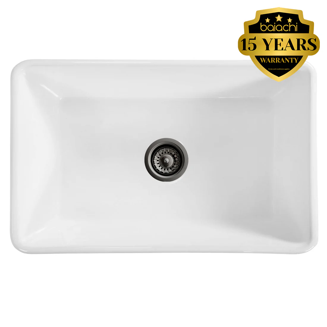Baiachi 765X455X255mm Butler Farmhouse Fireclay Kitchen Laundry Sink Gun Metal Waste