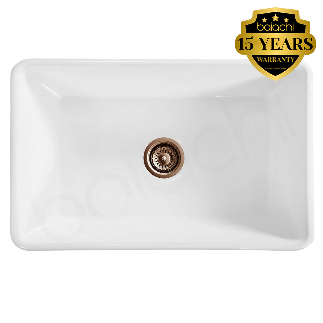 Baiachi 835X460X255mm Butler Farmhouse Fireclay Kitchen Laundry Sink Brushed Copper Waste