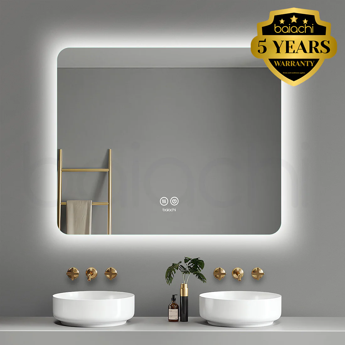Baiachi LED Square 900x750mm Backlit Anti-Fog Mirror