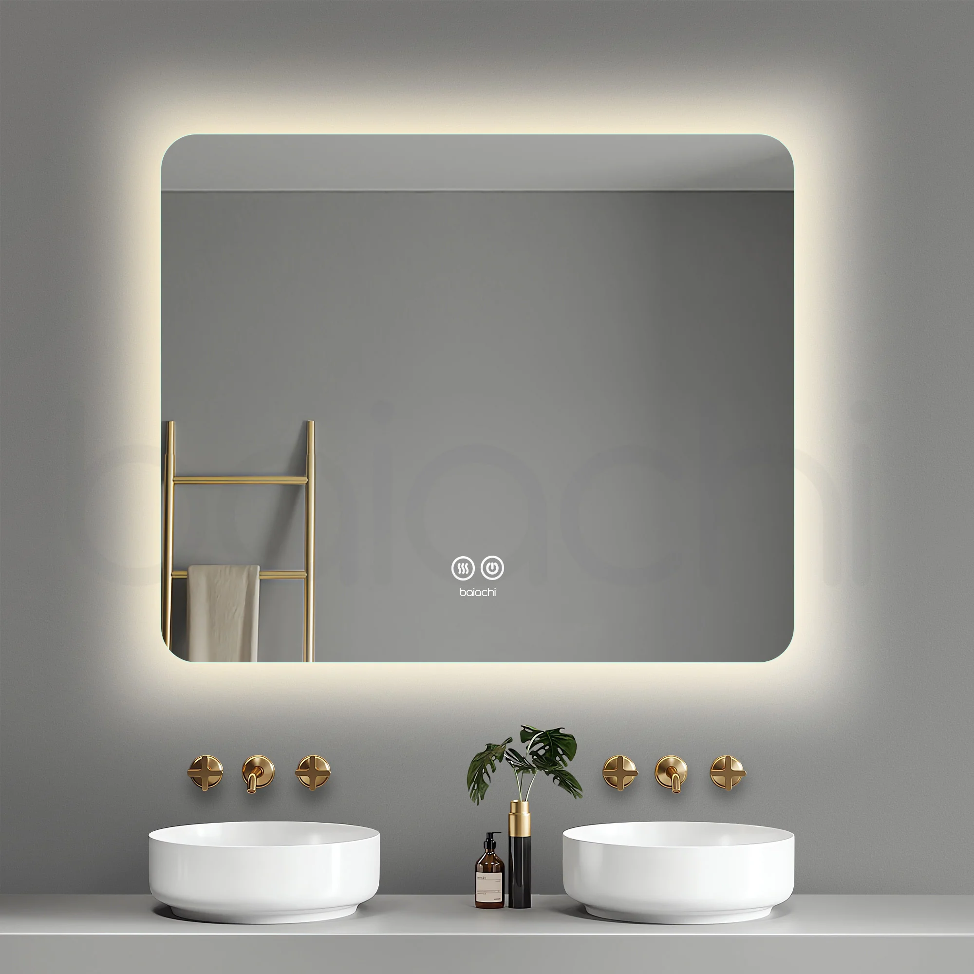 Baiachi LED Square 900x750mm Backlit Anti-Fog Mirror - Image 2