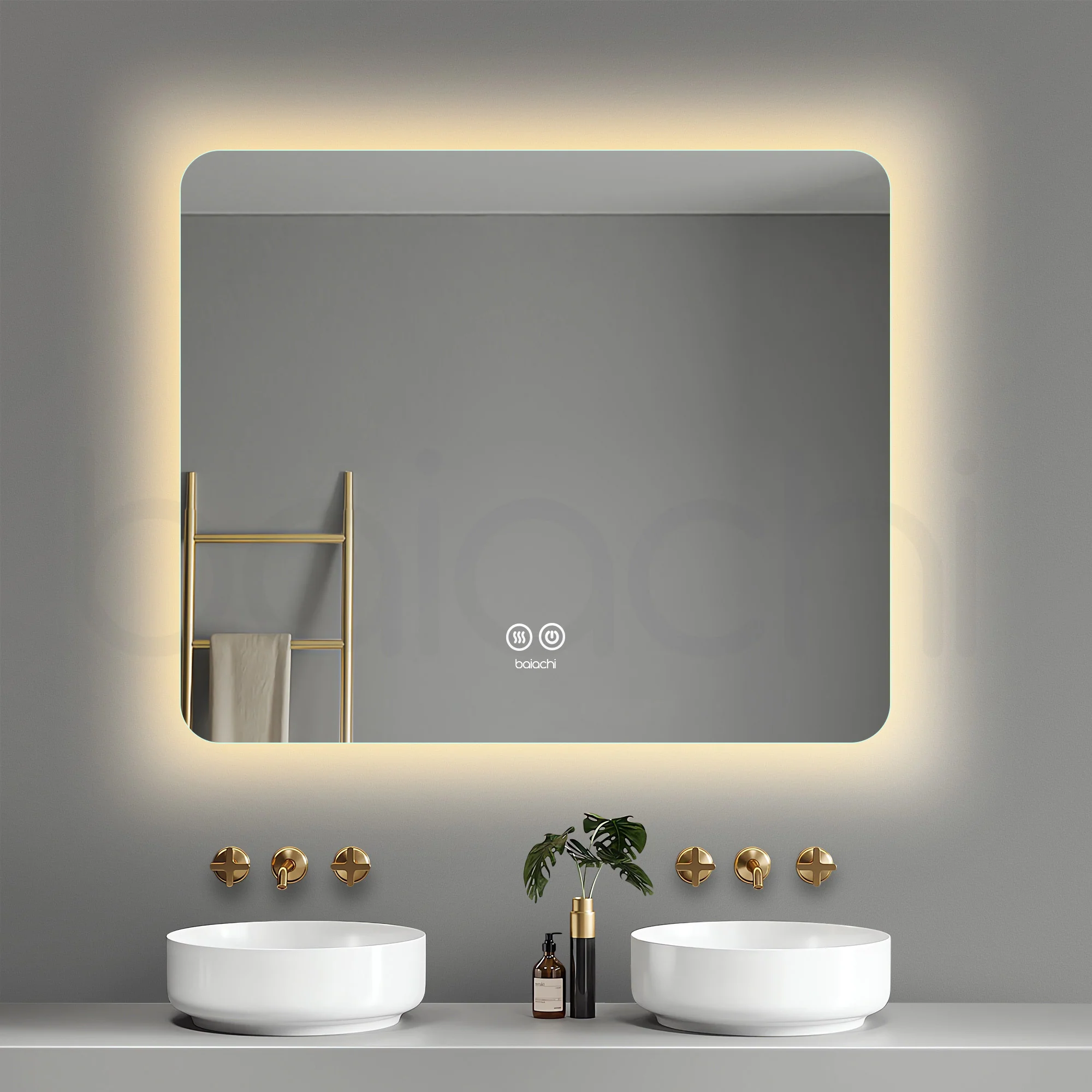 Baiachi LED Square 900x750mm Backlit Anti-Fog Mirror - Image 3